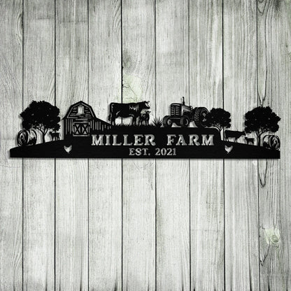Personalized Metal Farm Sign Barn Cow Tractor Hay Bale Monogram, Metal Laser Cut Metal Signs Custom Gift Ideas