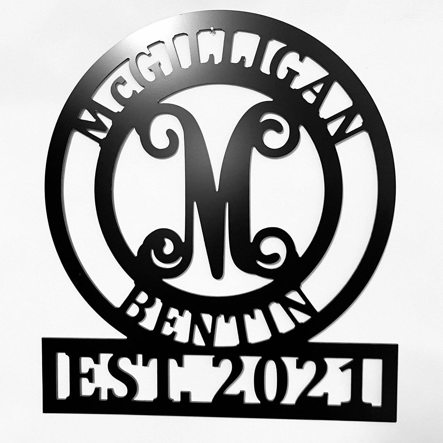 Monogram, Personalized Family Name, Established Date Or Street Number Decor, Laser Cut Metal Signs Custom Gift Ideas