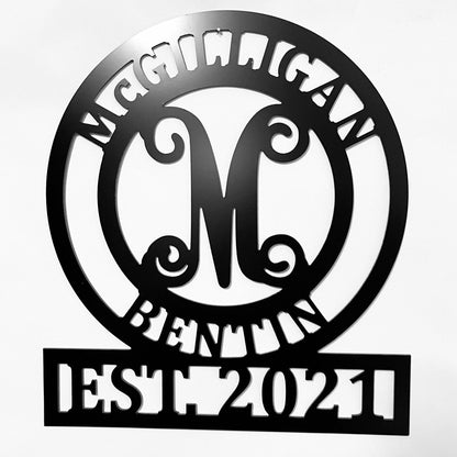 Monogram, Personalized Family Name, Established Date Or Street Number Decor, Laser Cut Metal Signs Custom Gift Ideas