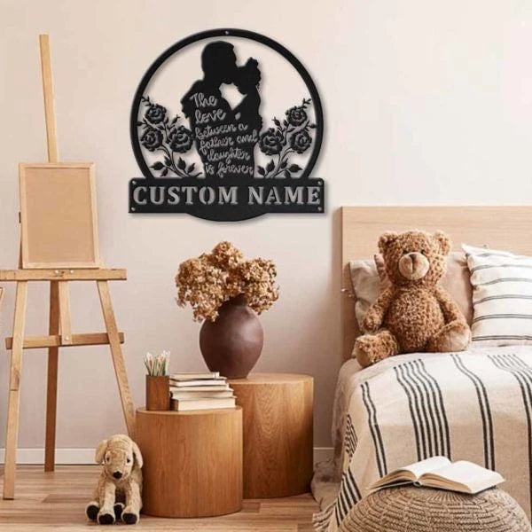 Father And Daughter Personalized Monogram Metal Wall Decor, Cut Metal Sign, Metal Wall Art, Metal House Sign, Metal Laser Cut Metal Signs Custom Gift Ideas