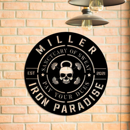 Personalized Skull Metal Gym Sign, Fitness, Cross Fit Club, Wall Decor, Metal Laser Cut Metal Signs Custom Gift Ideas