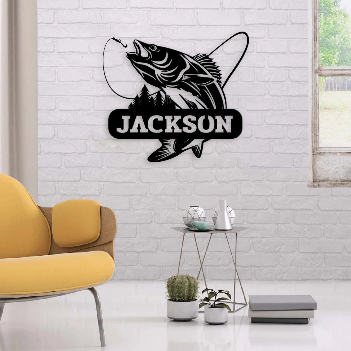 Fishing Lovers Customized Name Metal Wall Art Laser Cut Metal Signs Custom Gift Ideas