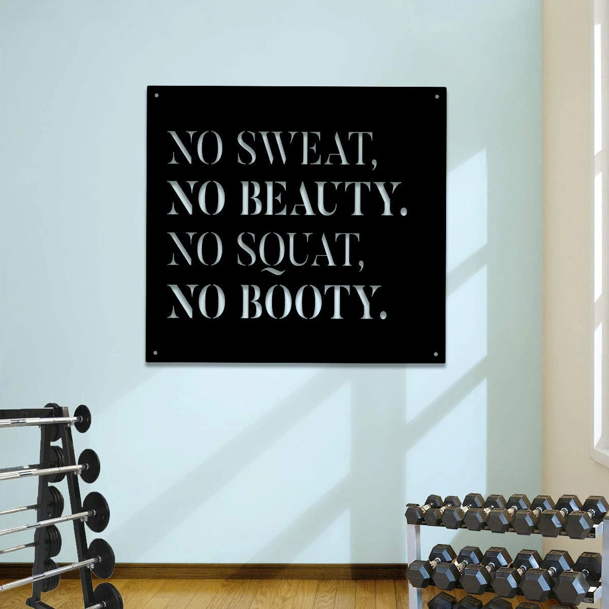 No Sweat Nop Beauty No Squad No Booty Metal Gym Sign, Metal Laser Cut Metal Signs Custom Gift Ideas