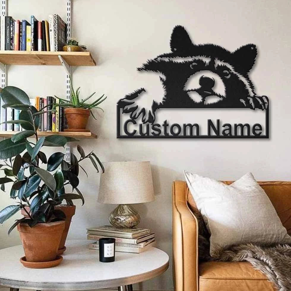 Personalized Raccoon Metal Sign Art, Custom Raccoon Metal Sign, Animal Funny, Father's Day Gift, Pets Gift Laser Cut Metal Signs Custom Gift Ideas