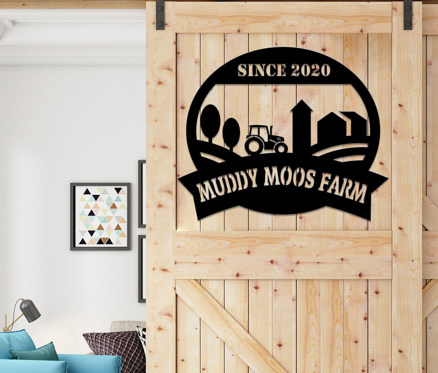 Personalized Farm Scene Metal Sign Family Name Sign Housewarming Gift Personalized Metal Wall Art Metal Home Decor Metal Wall Art Laser Cut Metal Signs Custom Gift Ideas