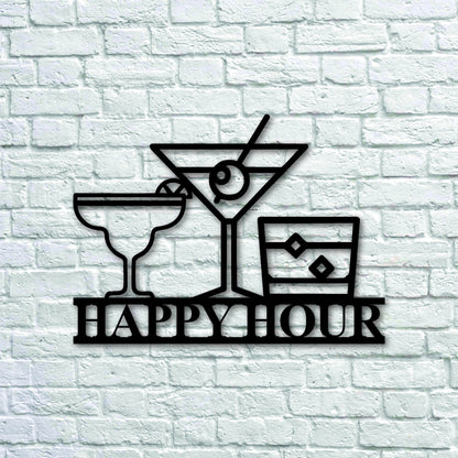 Personalized Bar Theme Sign, Custom Happy Hour Sign, Whiskey Sign, Metal Family Name Sign With Margarita, Margarita Lover Gift Laser Cut Metal Signs Custom Gift Ideas