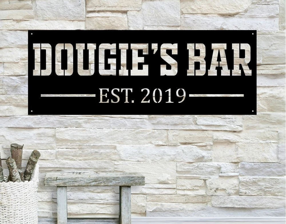 Personalized Metal Bar Sign, Fathers Day Gift, Metal Sign, Established Date, Custom Bar Plaque, Laser Cut Metal Signs Custom Gift Ideas