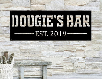 Personalized Metal Bar Sign, Fathers Day Gift, Metal Sign, Established Date, Custom Bar Plaque, Laser Cut Metal Signs Custom Gift Ideas