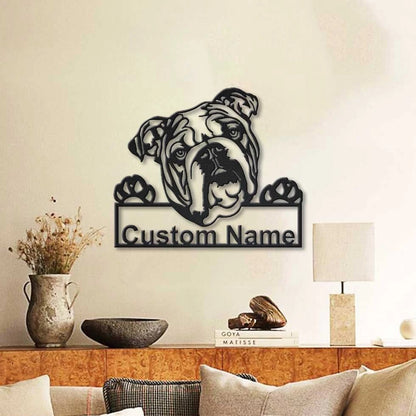 Personalized English Bulldog Metal Sign Art, Custom English Bulldog Metal Sign, Father's Day Gift, Pets Gift, Birthday Gift Laser Cut Metal Signs Custom Gift Ideas