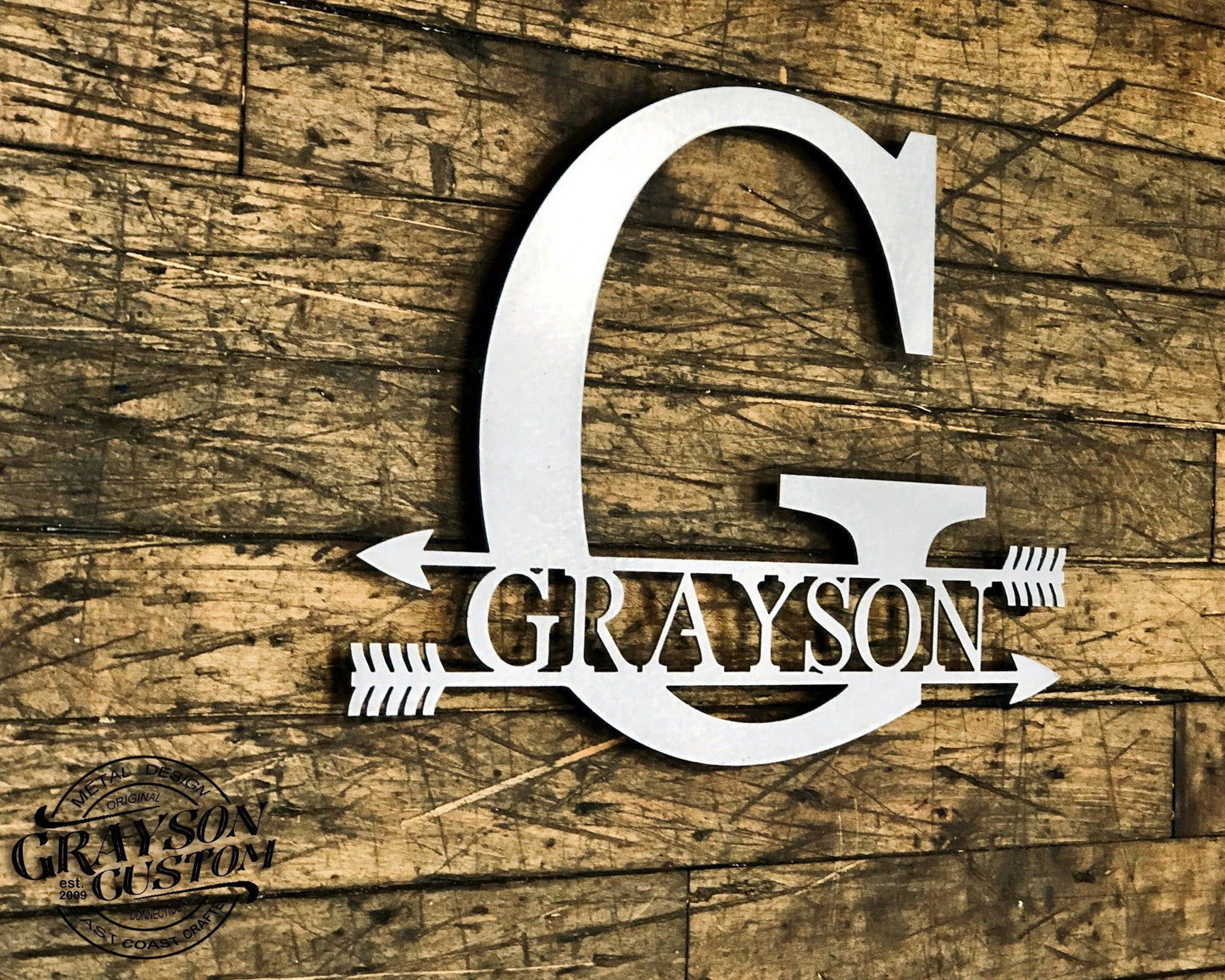 Custom Personalized Double Arrow Monogram Name Sign Rustic Farmhouse Decor Wedding, Anniversary, Or Housewarming Gift Metal Wall Art Laser Cut Metal Signs Custom Gift Ideas