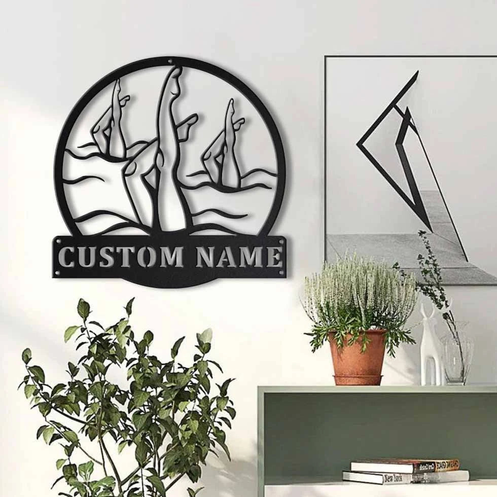 Personalized Artistic Swimming Monogram Metal Sign Art ,custom Artistic Swimming Metal Sign, Swimming Lover Sign Decoration For Living Room, Laser Cut Metal Signs Custom Gift Ideas
