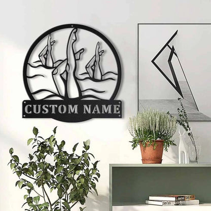 Personalized Artistic Swimming Monogram Metal Sign Art ,custom Artistic Swimming Metal Sign, Swimming Lover Sign Decoration For Living Room, Laser Cut Metal Signs Custom Gift Ideas