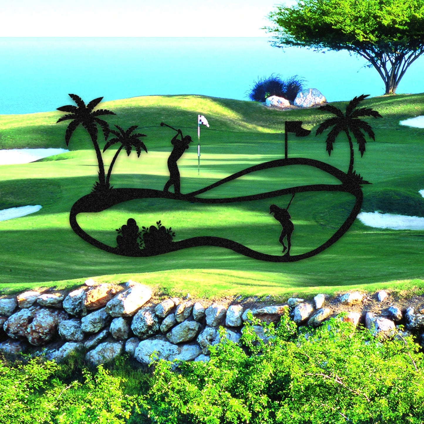 Golf Course Metal Art, Steel Door Hanging, Man Cave Wall Art Laser Cut Metal Signs Custom Gift Ideas