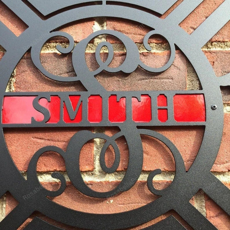 Personalized Metal Maltese Cross Sign Firefighter Gift Monogram Door Hanger Firefighter Gift