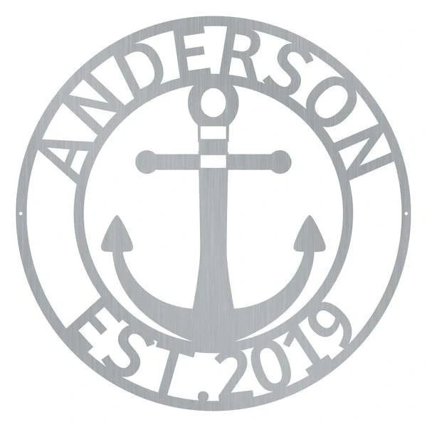 Anchor Est Monogram Customized Metal Signs, Custom Metal Sign, Custom Signs, Metal Sign, Metal Laser Cut Metal Signs Custom Gift Ideas