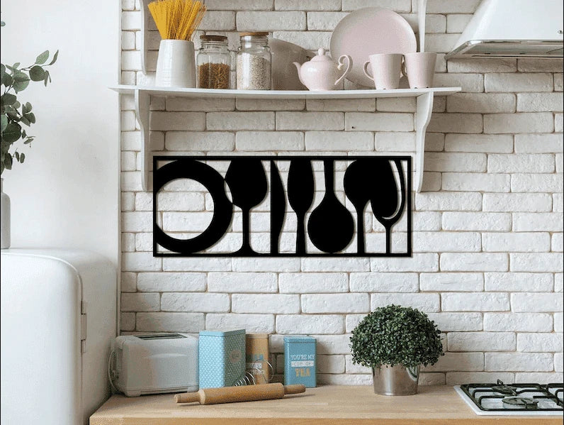 Kitchen utensils minimalist wall art Cut Metal Sign Laser Cut Metal Signs Custom Gift Ideas