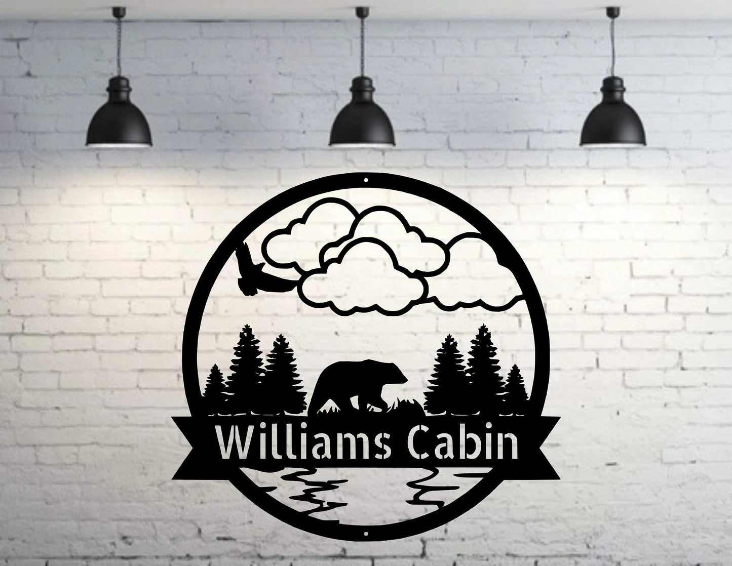 Personalized Bear Metal Sign, Bear In Woods Cabin Sign, Family Name Black Bear Sign, Personalized Bear Sign, Laser Cut Metal Signs Custom Gift Ideas