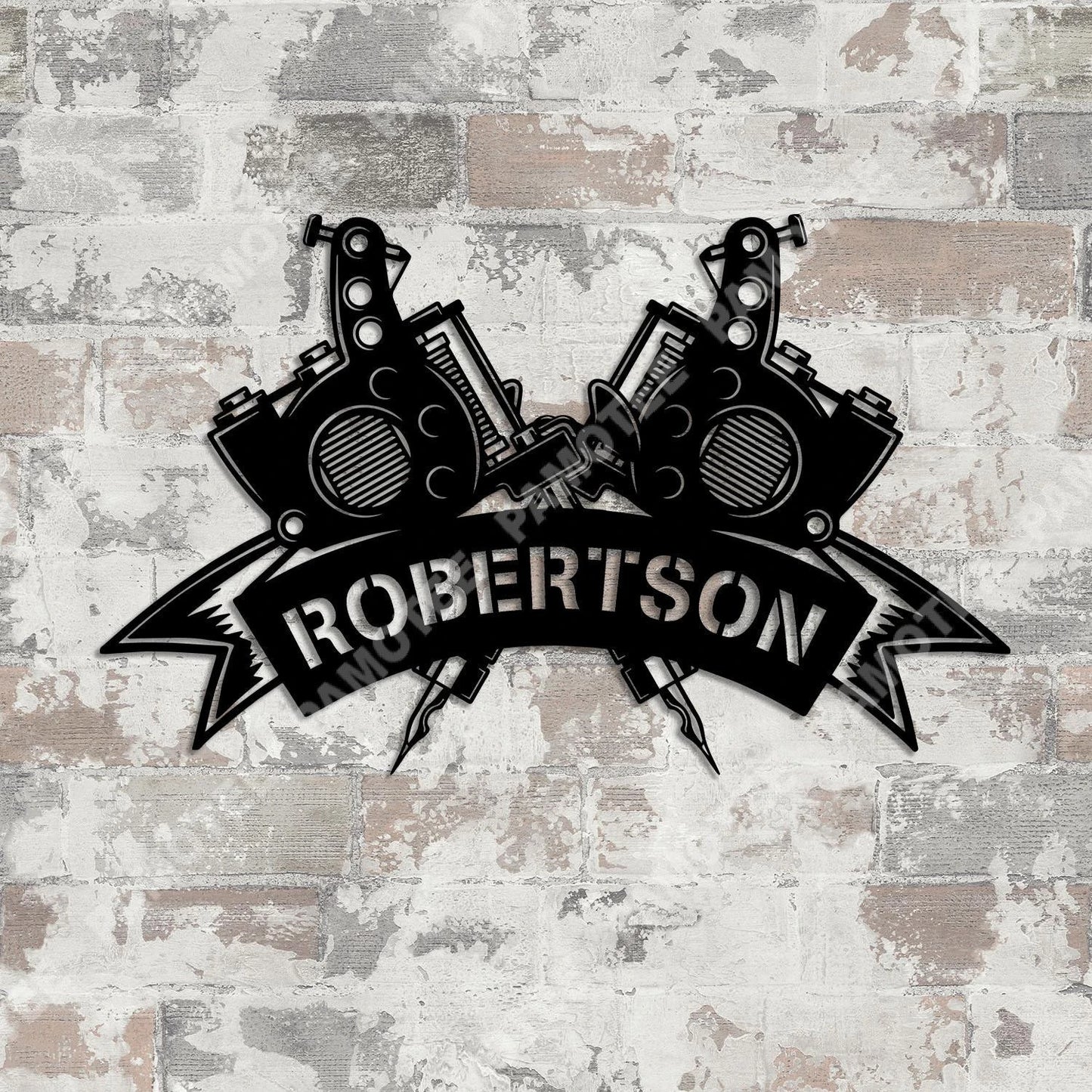 Personalized Name Tattoo Machine Metal Sign, Tattoo Studio Wall Decor, Metal Laser Cut Metal Signs Custom Gift Ideas