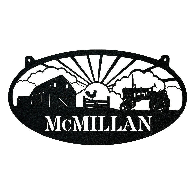 Oval Chicken Farm Monogram Fence Farm Life Sign Laser Cut Metal Signs Custom Gift Ideas