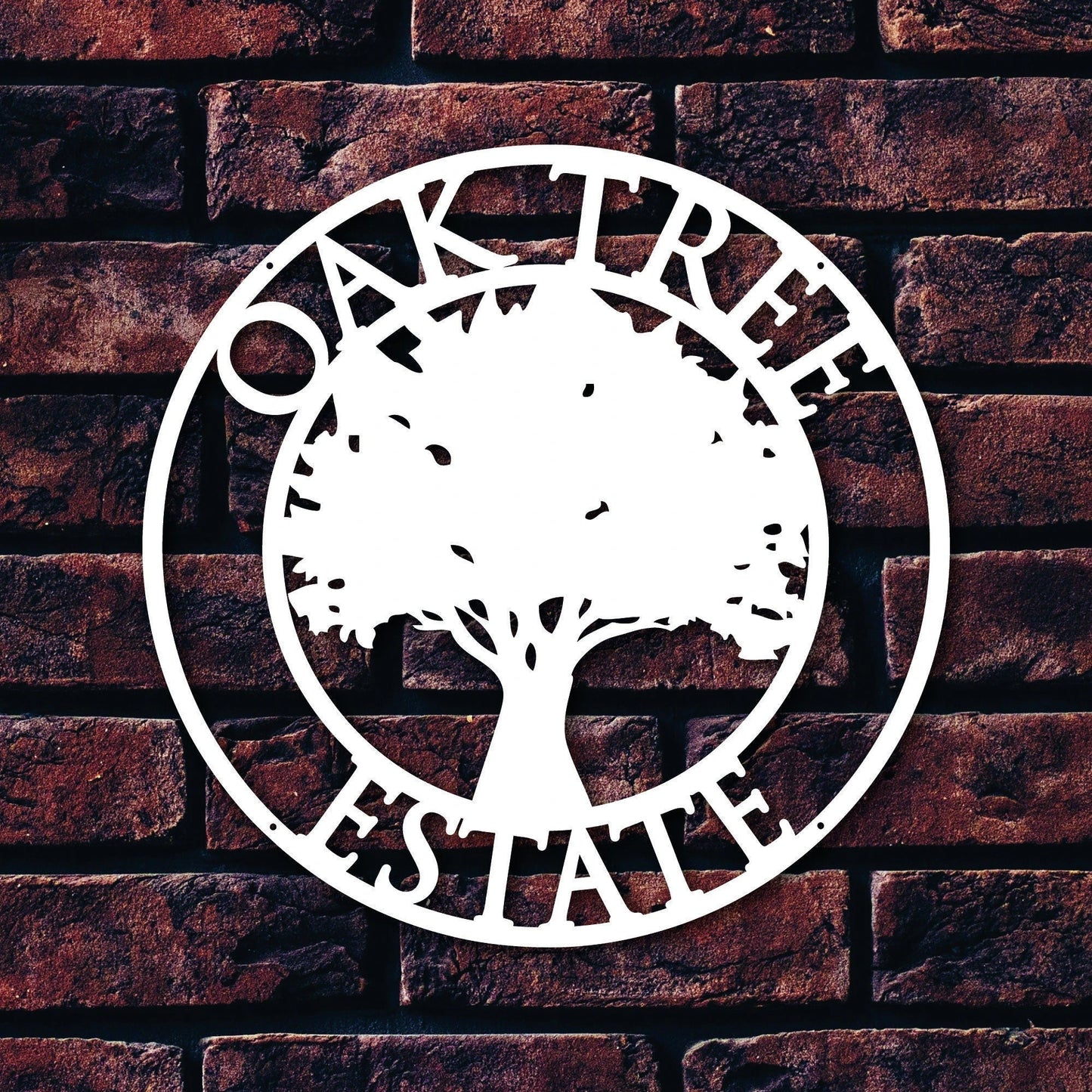 Metal Laser Cut Circle Oak Tree House Sign, Personalised House Name Sign, House Name Sign, Oak Tree House Sign, Laser Cut House Number Laser Cut Metal Signs Custom Gift Ideas