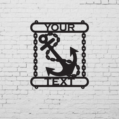 Personalized Anchor And Chain Metal Sign Metal Name Sign Monogram Sign Metal Anchor Wall Decor Ocean Aquatic Wall Decor