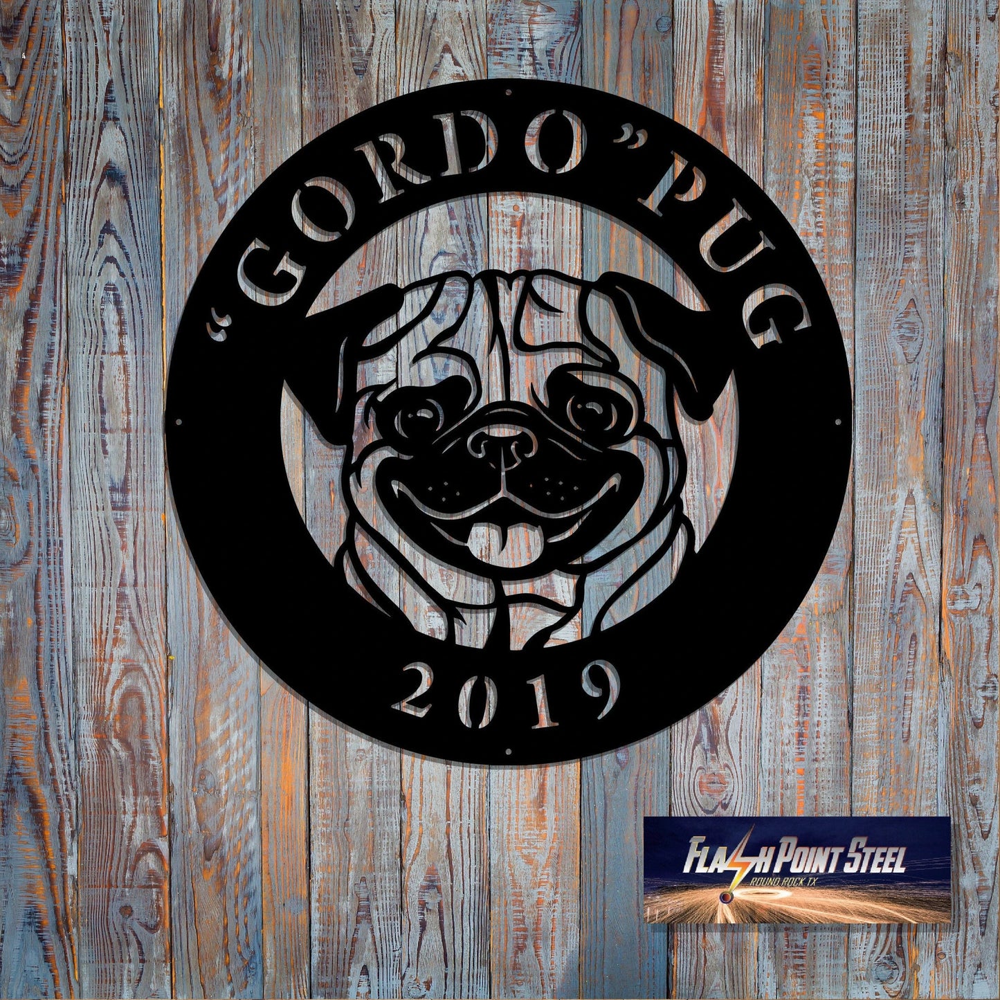 Pug Dog Sign, Dog House, Family Dog, Entrance Sign, Wall Decor, Plasma Cut Steel, Custom Sign, Welcome Sign, Personalized, English Bulldog Laser Cut Metal Signs Custom Gift Ideas