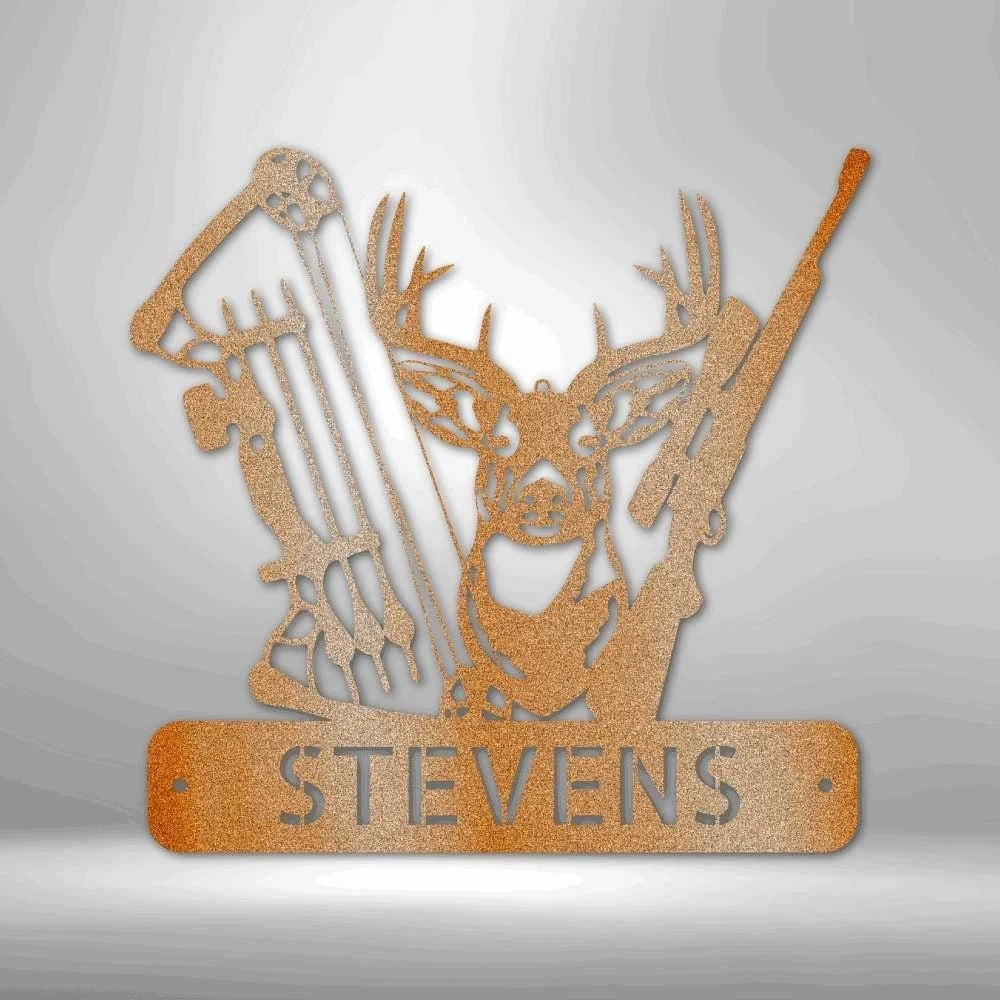 Personalized Deer Hunter Monogram Metal Wall Sign Hunter Wild Game Birthday Gift Idea For Him