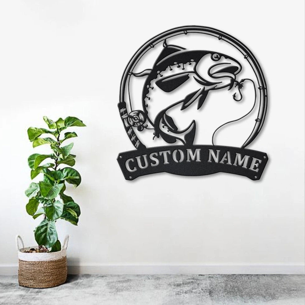 Personalized Atlantic Cod Fishing Fish Pole Metal Sign Art, Custom Atlantic Cod Fishing Metal Sign, Fishing Gift, Decor Decoration, Laser Cut Metal Signs Custom Gift Ideas