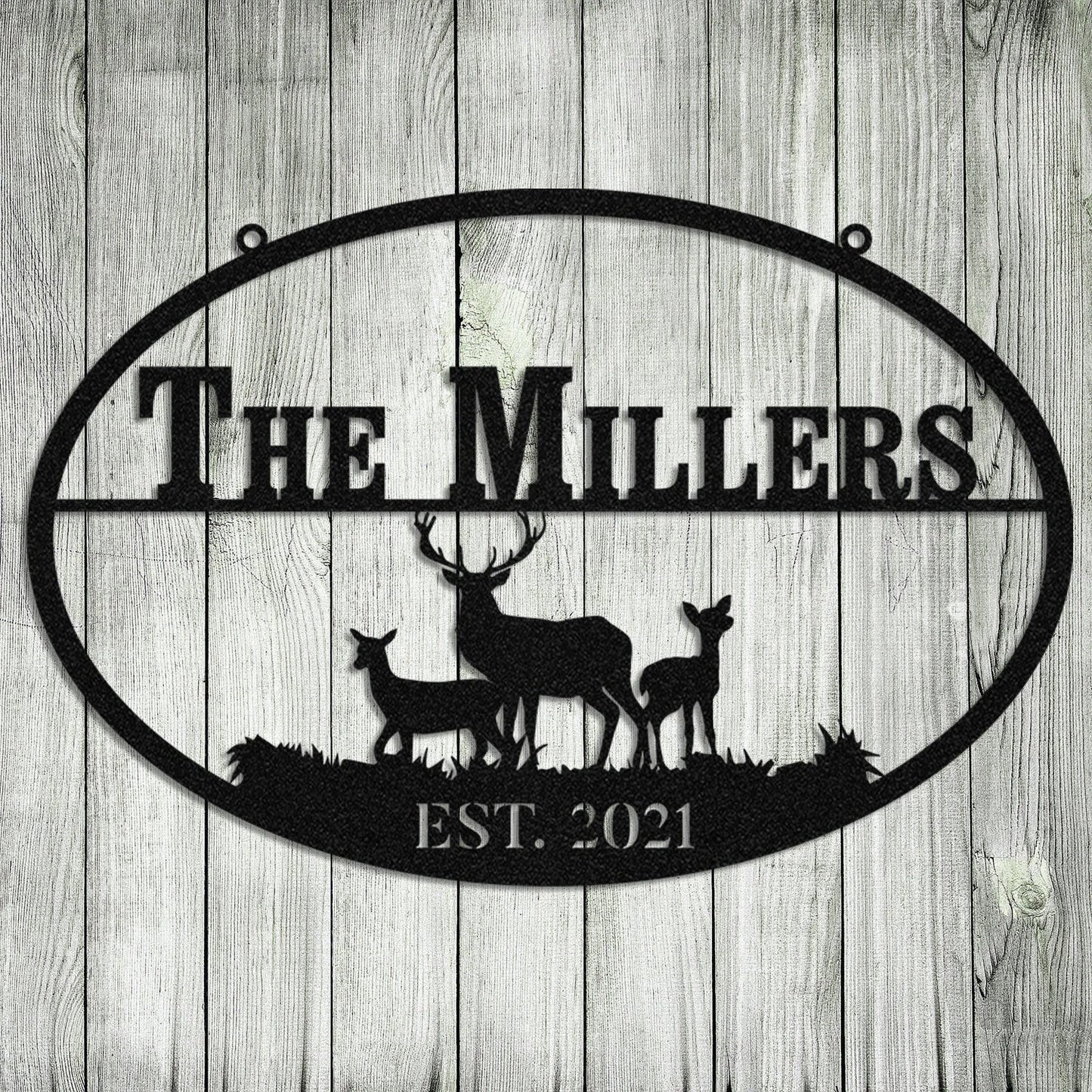 Personalized Deer Hunting Hunter Metal Sign Monogram, Custom Outdoor Farm, Cabin, Lodge, Camp, Art Gift For Him, Metal Laser Cut Metal Signs Custom Gift Ideas