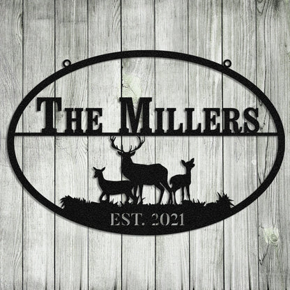 Personalized Deer Hunting Hunter Metal Sign Monogram, Custom Outdoor Farm, Cabin, Lodge, Camp, Art Gift For Him, Metal Laser Cut Metal Signs Custom Gift Ideas