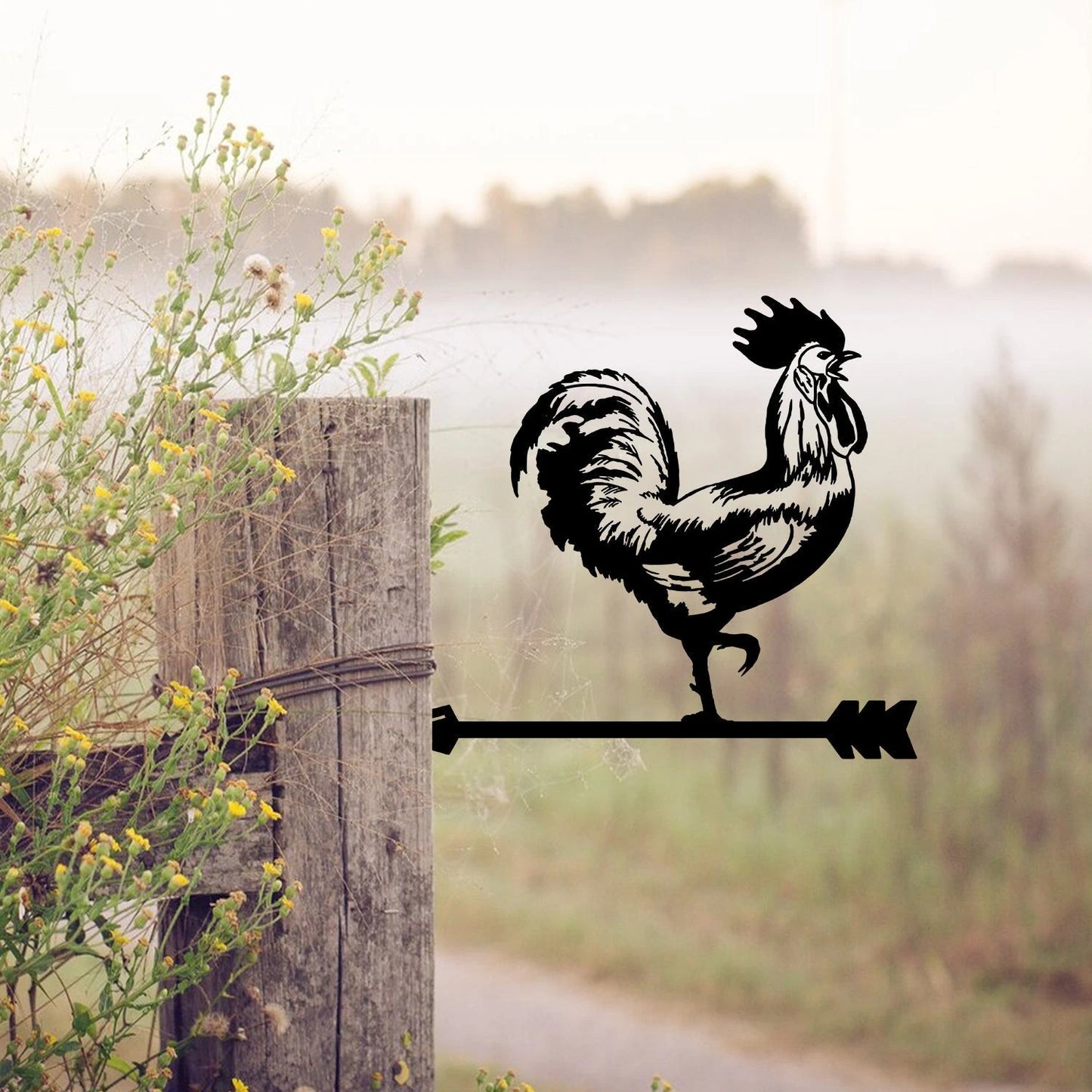 Rooster Metal Tree Stake, Farmhouse Art, Housewarming Gift Laser Cut Metal Signs Custom Gift Ideas