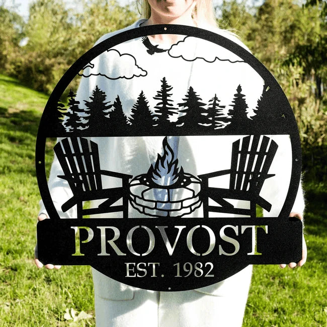 Campfire Monogram Customized Metal Signs, Custom Metal Sign, Custom Signs, Metal Sign Laser Cut Metal Signs Custom Gift Ideas