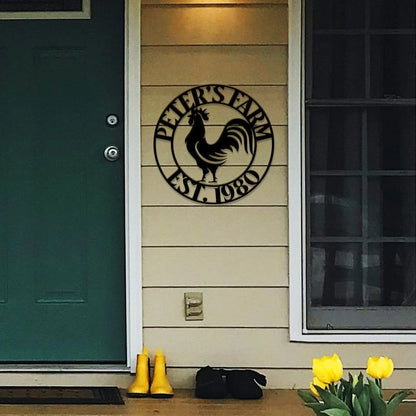 Rooster Farm Sign Chicken Sign Personalized Farm Sign, Barn Sign, Ranch Sign, Farmhouse Decor Farmhouse Sign Father's Day Gift Laser Cut Metal Signs Custom Gift Ideas
