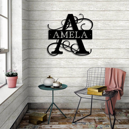 Personalized Regal Block Monogram Family Name Sign Rustic Farmhouse Decor Wedding, Anniversary, Or Housewarming Gift Metal Wall Art Laser Cut Metal Signs Custom Gift Ideas