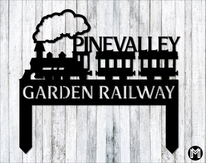 Garden Railroad Sign, Custom Train Signs, Model Train Lover Gift, Yard Sign, Garden Railroad Decor, Garden Railway Sign, Personalized Laser Cut Metal Signs Custom Gift Ideas