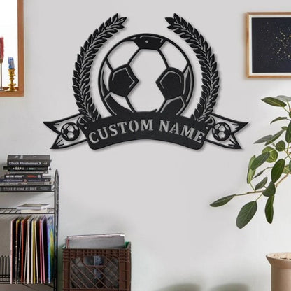 Personalized Soccer Football Monogram Metal Sign Art, Custom Soccer Football Metal Sign, Housewarming Outdoor Metal, Decor Decoration, Laser Cut Metal Signs Custom Gift Ideas