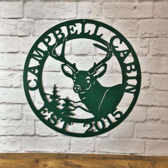 Deer Name Established Sign, Cut Metal Sign, Metal Wall Art, Metal House Sign Laser Cut Metal Signs Custom Gift Ideas