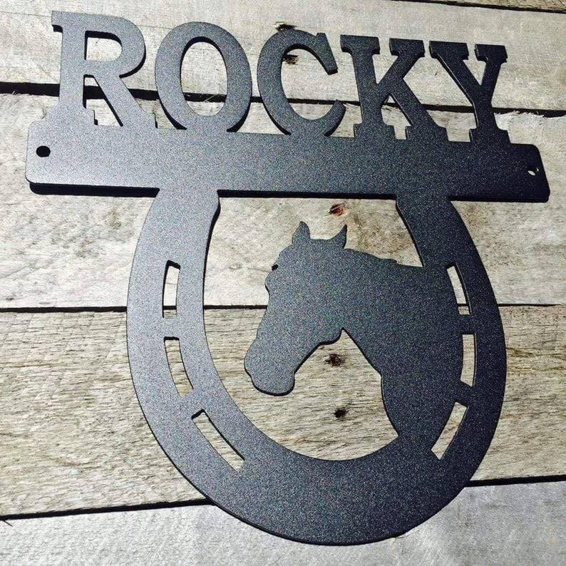 Personalized Horse Stall Name Plate Sign, Cut Metal Sign, Metal Wall Art, Metal House Sign Laser Cut Metal Signs Custom Gift Ideas