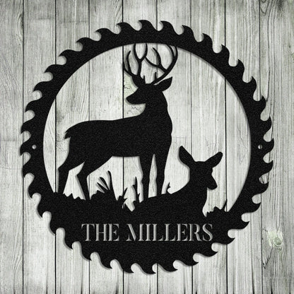 Deer Hunting Hunter Metal Sign Monogram, Wall Decor, Art Gift For Him, Metal Laser Cut Metal Signs Custom Gift Ideas