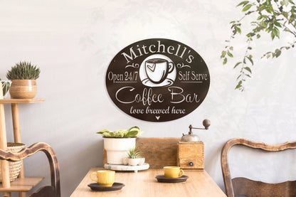 Personalized Coffee Bar Sign ~ Custom Metal Coffee Sign Laser Cut Metal Signs Custom Gift Ideas