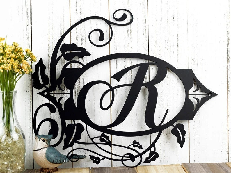 Hanging Monogram Metal Sign Black, Monogram Wall Art, Monogram, Monogram Wall Hanging, Metal Letter Laser Cut Metal Signs Custom Gift Ideas