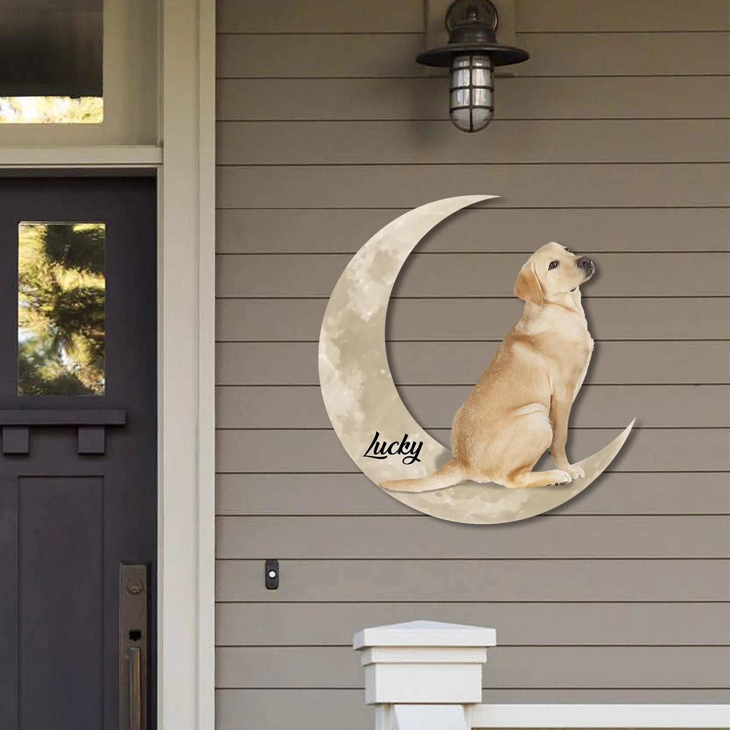 Labrador Retriever And Moon Funny Personalized Cut Metal Sign, Custom Christmas Gift Wall Decoration For Dog Lovers Laser Cut Metal Signs Custom Gift Ideas
