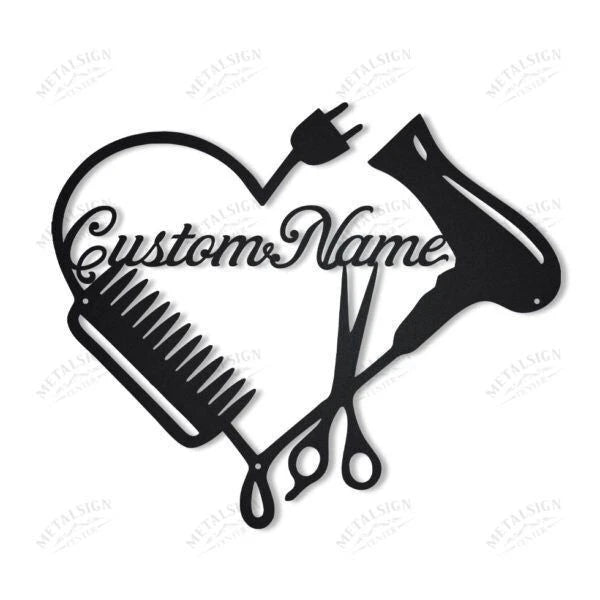 Personalized Hair Dresser Heart Metal Wall Decor, Cut Metal Sign, Metal Wall Art, Metal House Sign, Metal Laser Cut Metal Signs Custom Gift Ideas
