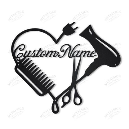 Personalized Hair Dresser Heart Metal Wall Decor, Cut Metal Sign, Metal Wall Art, Metal House Sign, Metal Laser Cut Metal Signs Custom Gift Ideas