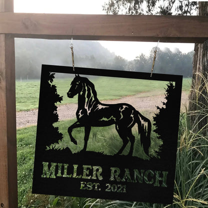 Metal Horse Sign Monogram, Custom Outdoor Farmhouse, Ranch, Wall Decor Art Gift, Metal Laser Cut Metal Signs Custom Gift Ideas