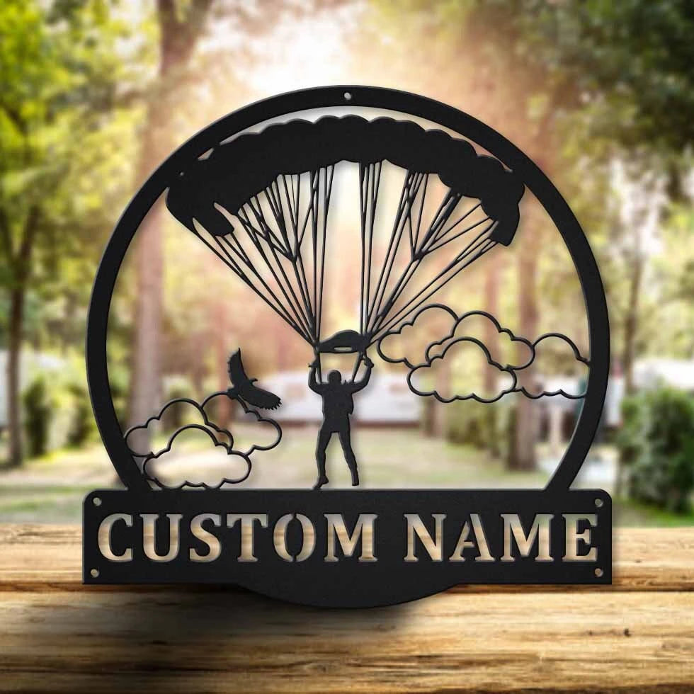 Personalized Parachuting Skydiving Metal Sign Art, Custom Parachuting Skydiving Metal Sign, Hobbie Gifts, Sport Gift, Birthday Gift Laser Cut Metal Signs Custom Gift Ideas