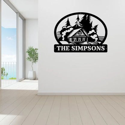 Monogram, Cabin, Nature, Mountains, Rustic, Personalized, Wedding, Housewarming, Weatherproof, Metal Wall Art, Metal Letter Laser Cut Metal Signs Custom Gift Ideas