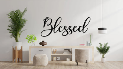 Blessed Script Metal Sign Christmas Gift Metal Wall Art Christmas Decor Wall Hanging Housewarming Gift Personalized Sign Laser Cut Metal Signs Custom Gift Ideas