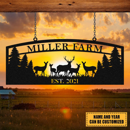 Personalized Family Name Deer Hunting Hunter Metal Sign, Custom Farm, Cabin, Camp, Wall Decor, Art Gift For Him, Metal Laser Cut Metal Signs Custom Gift Ideas