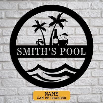 Personalized Pool Signs, Swimming Pool Decor, Sign For Pool Decor For Outside, Pool Signs For Outdoor Personalized, Pool Signs Laser Cut Metal Signs Custom Gift Ideas